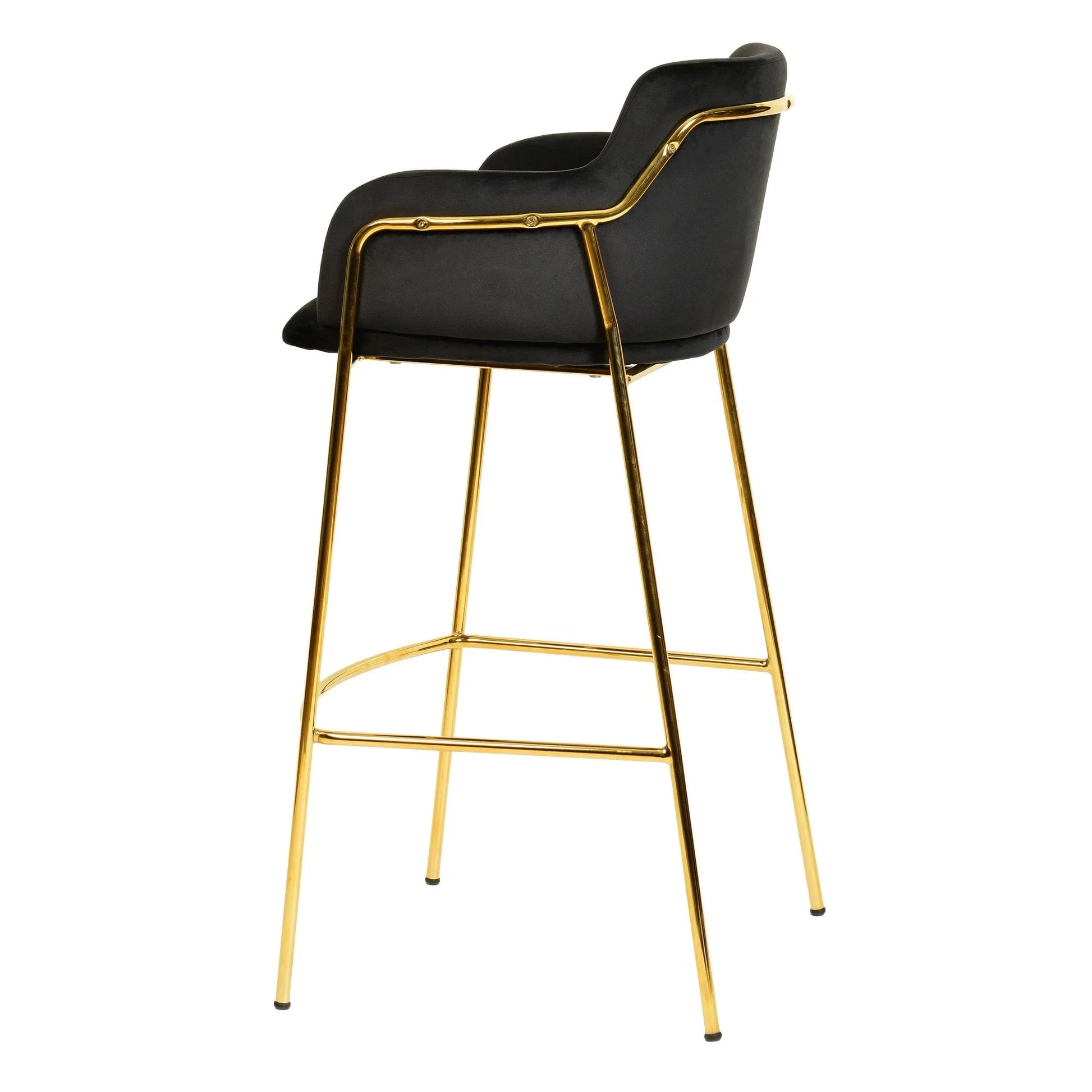 Axis 40" Low-Back Bar Stool Ergonomic Pub Chair with Gold Stainless Steel Base - Elax Furniture