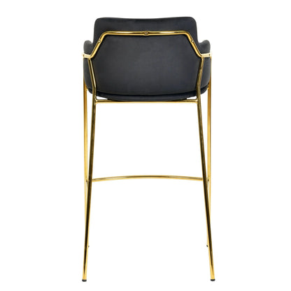 Axis 40" Low-Back Bar Stool Ergonomic Pub Chair with Gold Stainless Steel Base - Elax Furniture