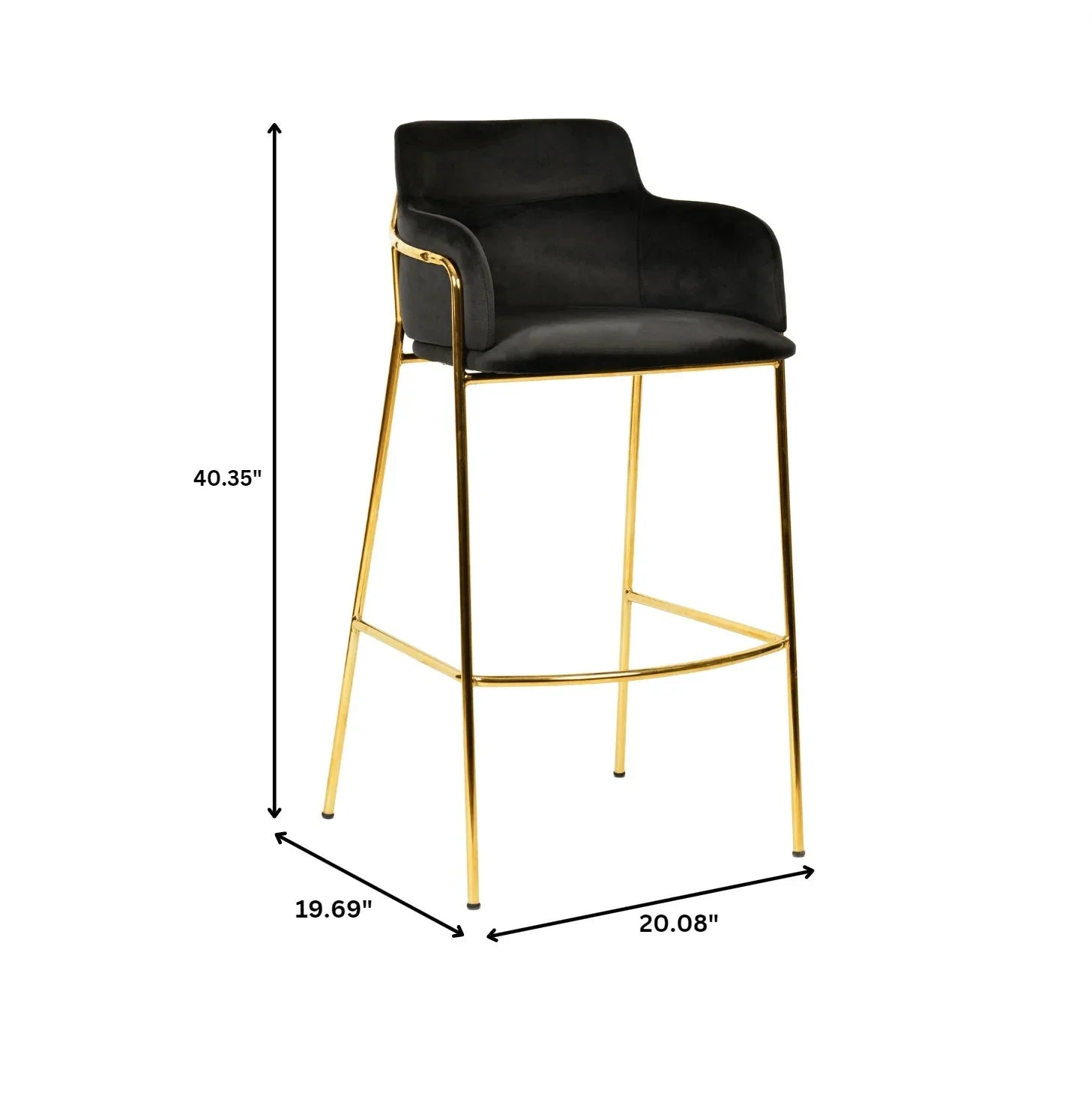 Axis 40" Low-Back Bar Stool Ergonomic Pub Chair with Gold Stainless Steel Base - Elax Furniture