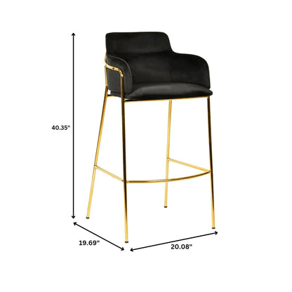 Axis 40" Low-Back Bar Stool Ergonomic Pub Chair with Gold Stainless Steel Base - Elax Furniture