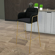 Axis 40" Low-Back Bar Stool Ergonomic Pub Chair with Gold Stainless Steel Base - Elax Furniture