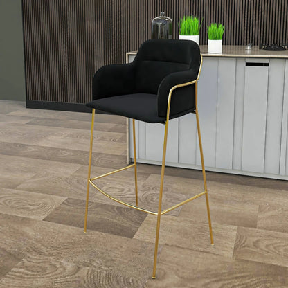 Axis 40" Low-Back Bar Stool Ergonomic Pub Chair with Gold Stainless Steel Base - Elax Furniture