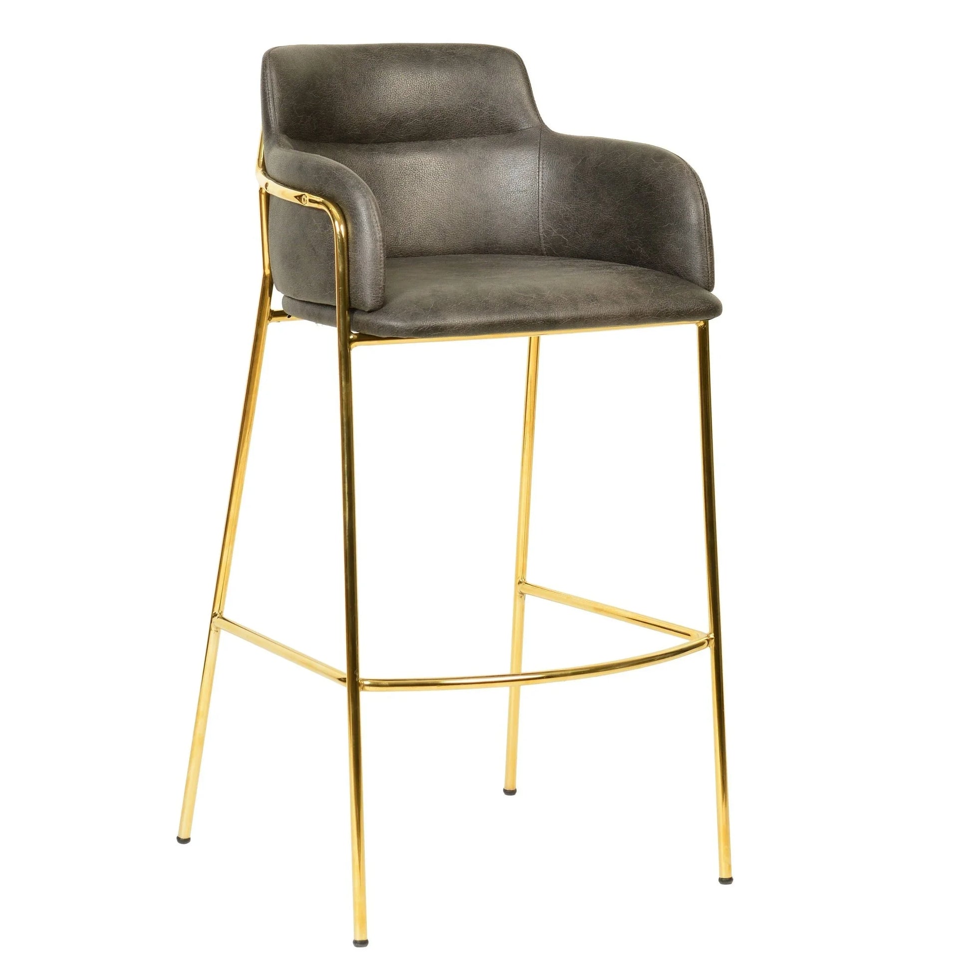 Axis 40" Low-Back Bar Stool Ergonomic Pub Chair with Gold Stainless Steel Base - Elax Furniture