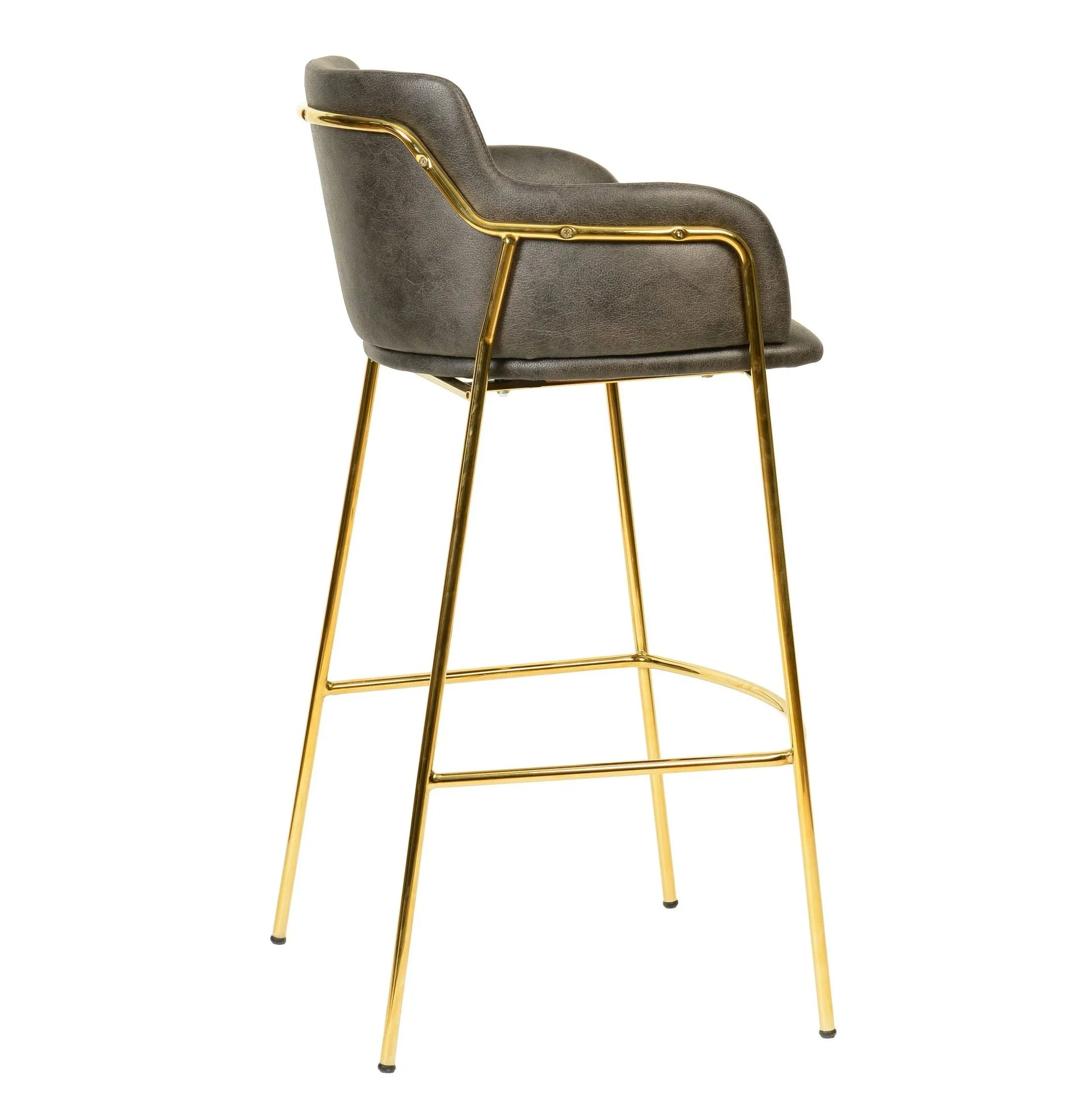 Axis 40" Low-Back Bar Stool Ergonomic Pub Chair with Gold Stainless Steel Base - Elax Furniture