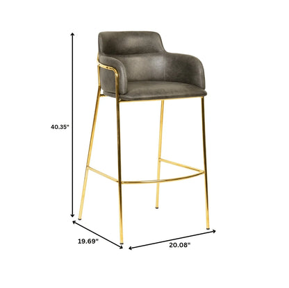 Axis 40" Low-Back Bar Stool Ergonomic Pub Chair with Gold Stainless Steel Base - Elax Furniture