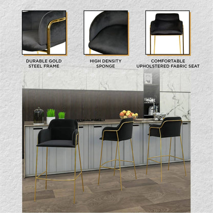 Axis 40" Low-Back Bar Stool Ergonomic Pub Chair with Gold Stainless Steel Base - Elax Furniture
