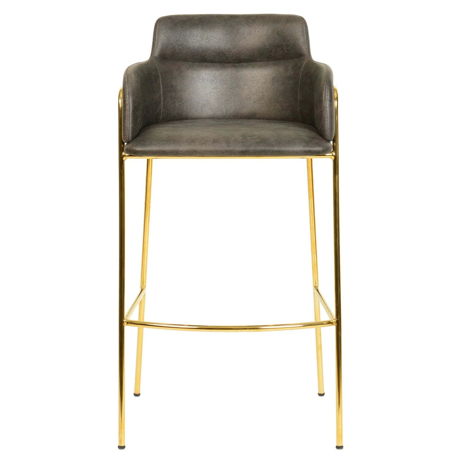 Axis 40" Low-Back Bar Stool Ergonomic Pub Chair with Gold Stainless Steel Base - Elax Furniture