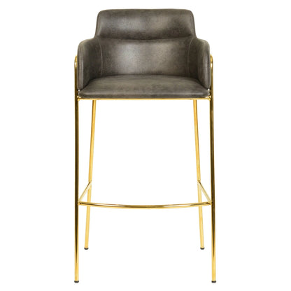Axis 40" Low-Back Bar Stool Ergonomic Pub Chair with Gold Stainless Steel Base - Elax Furniture