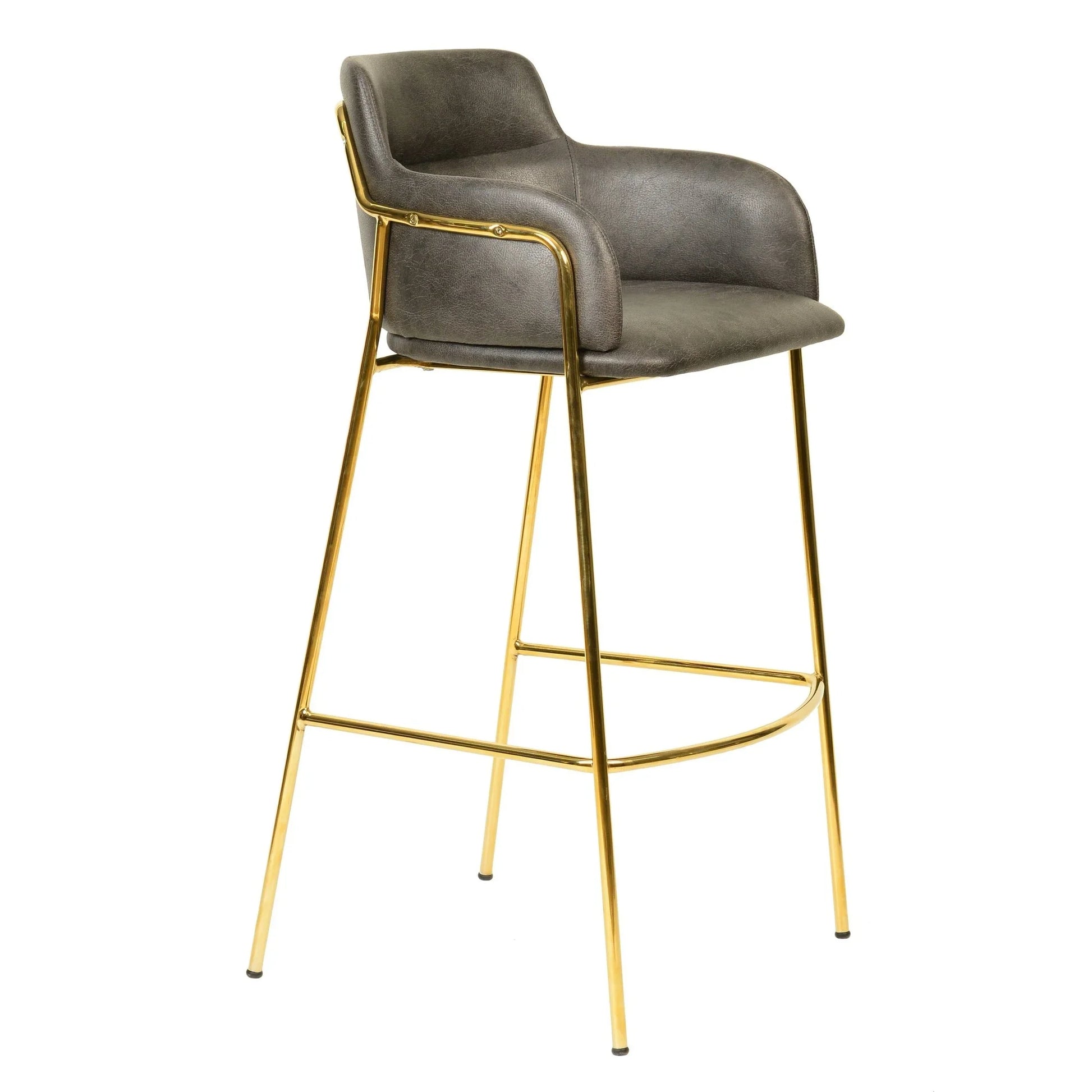 Axis 40" Low-Back Bar Stool Ergonomic Pub Chair with Gold Stainless Steel Base - Elax Furniture