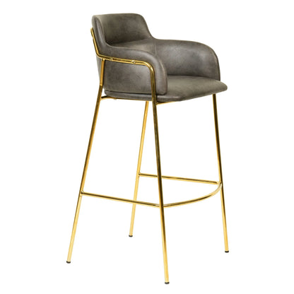Axis 40" Low-Back Bar Stool Ergonomic Pub Chair with Gold Stainless Steel Base - Elax Furniture