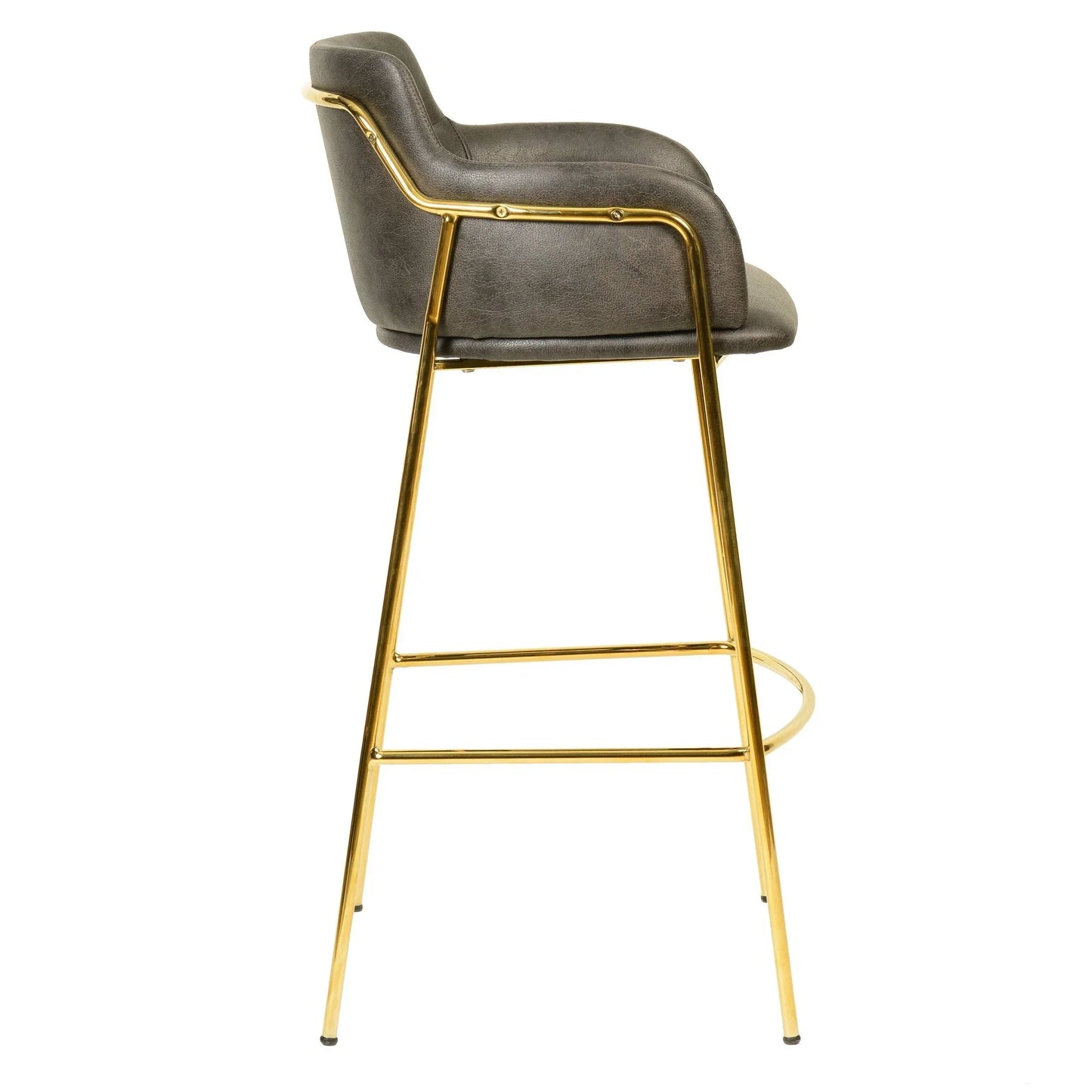 Axis 40" Low-Back Bar Stool Ergonomic Pub Chair with Gold Stainless Steel Base - Elax Furniture