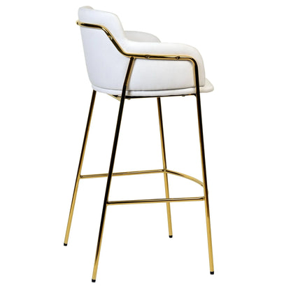 Axis 40" Low-Back Bar Stool Ergonomic Pub Chair with Gold Stainless Steel Base - Elax Furniture
