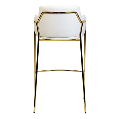 Axis 40" Low-Back Bar Stool Ergonomic Pub Chair with Gold Stainless Steel Base - Elax Furniture