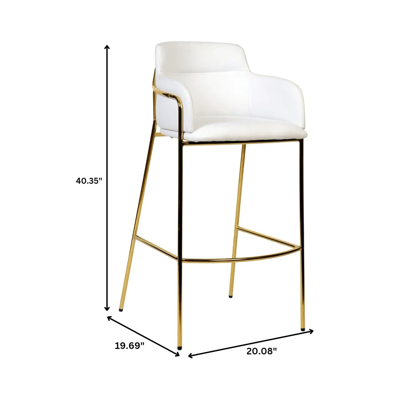 Axis 40" Low-Back Bar Stool Ergonomic Pub Chair with Gold Stainless Steel Base - Elax Furniture