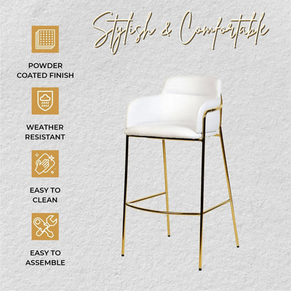 Axis 40" Low-Back Bar Stool Ergonomic Pub Chair with Gold Stainless Steel Base - Elax Furniture