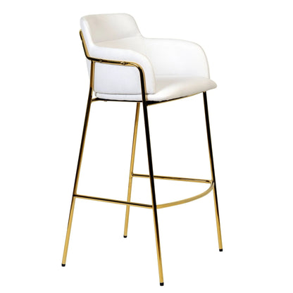 Axis 40" Low-Back Bar Stool Ergonomic Pub Chair with Gold Stainless Steel Base - Elax Furniture