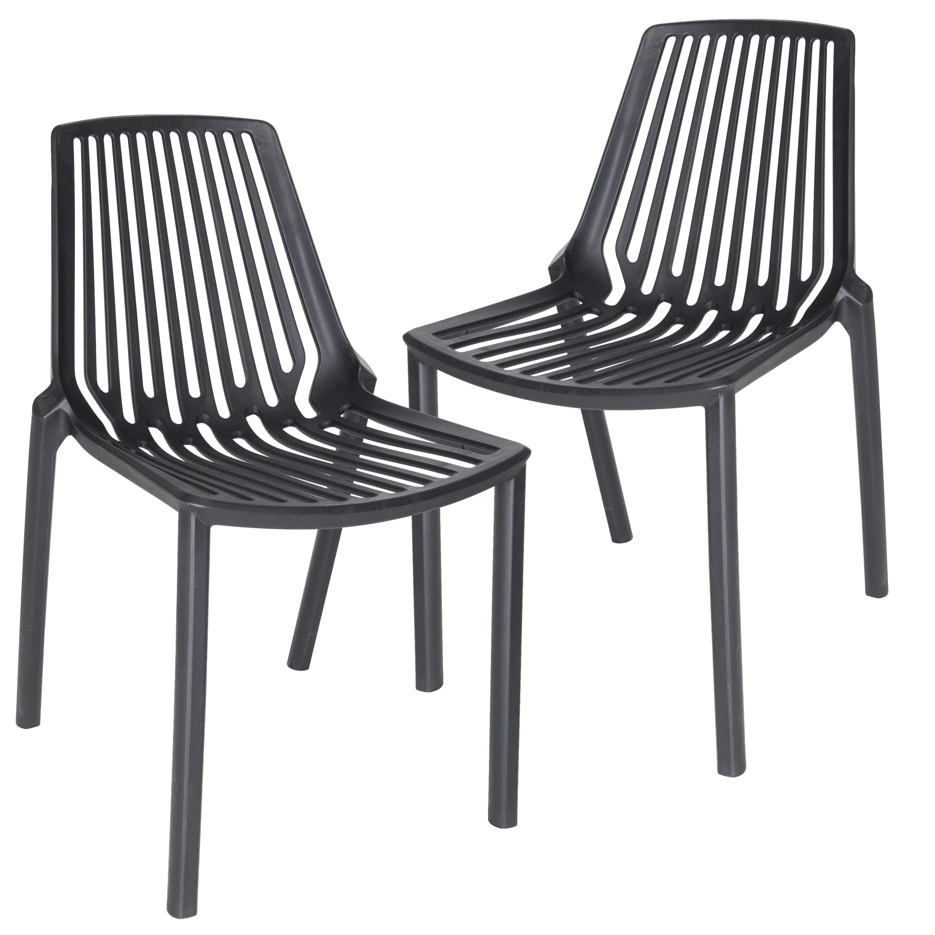 Acken Mid-Century Modern Plastic Dining Chair for Kitchen and Dining Room, Set of 2 - Elax Furniture