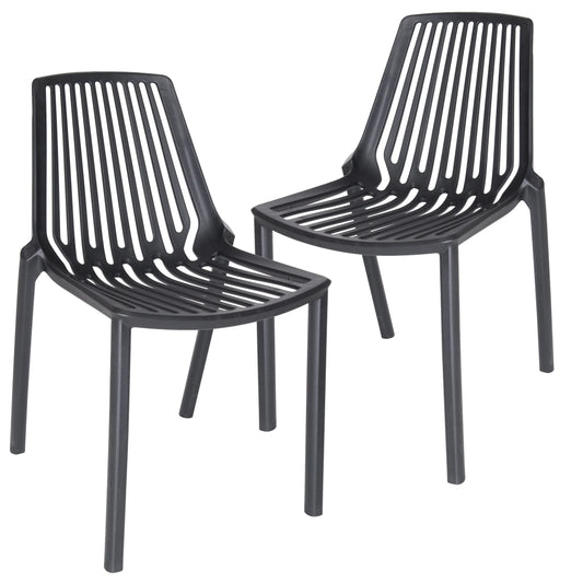 Acken Mid-Century Modern Plastic Dining Chair for Kitchen and Dining Room, Set of 2 - Elax Furniture