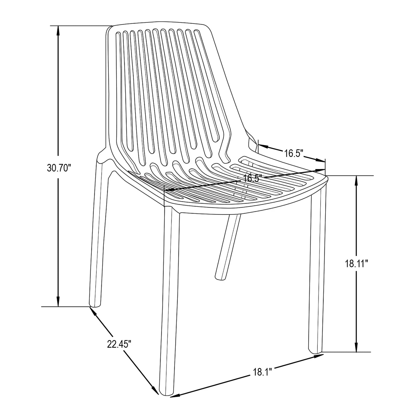 Acken Mid-Century Modern Plastic Dining Chair for Kitchen and Dining Room, Set of 2 - Elax Furniture