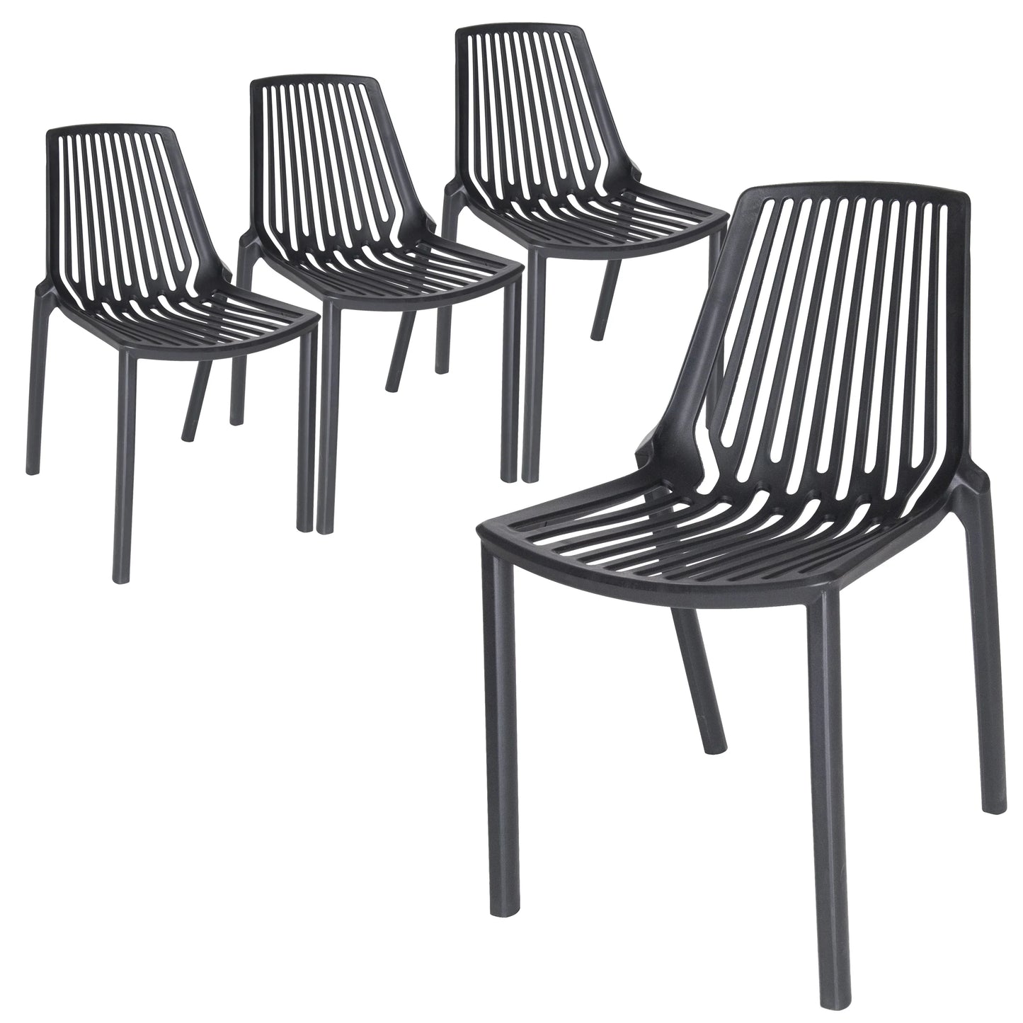 Acken Mid-Century Modern Plastic Dining Chair for Kitchen and Dining Room, Set of 4 - Elax Furniture
