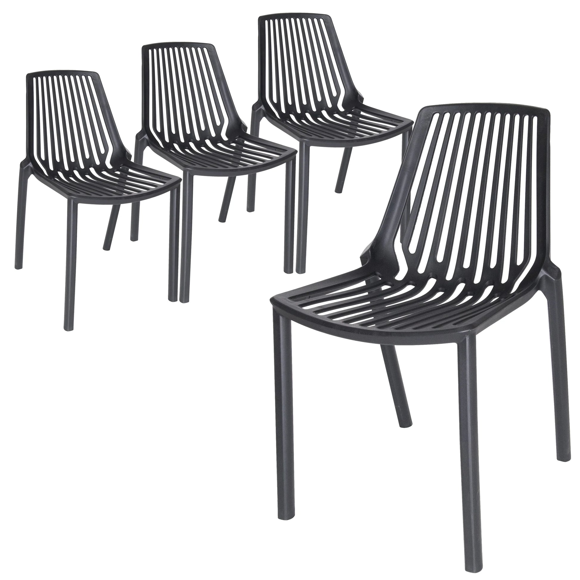 Acken Mid-Century Modern Plastic Dining Chair for Kitchen and Dining Room, Set of 4 - Elax Furniture
