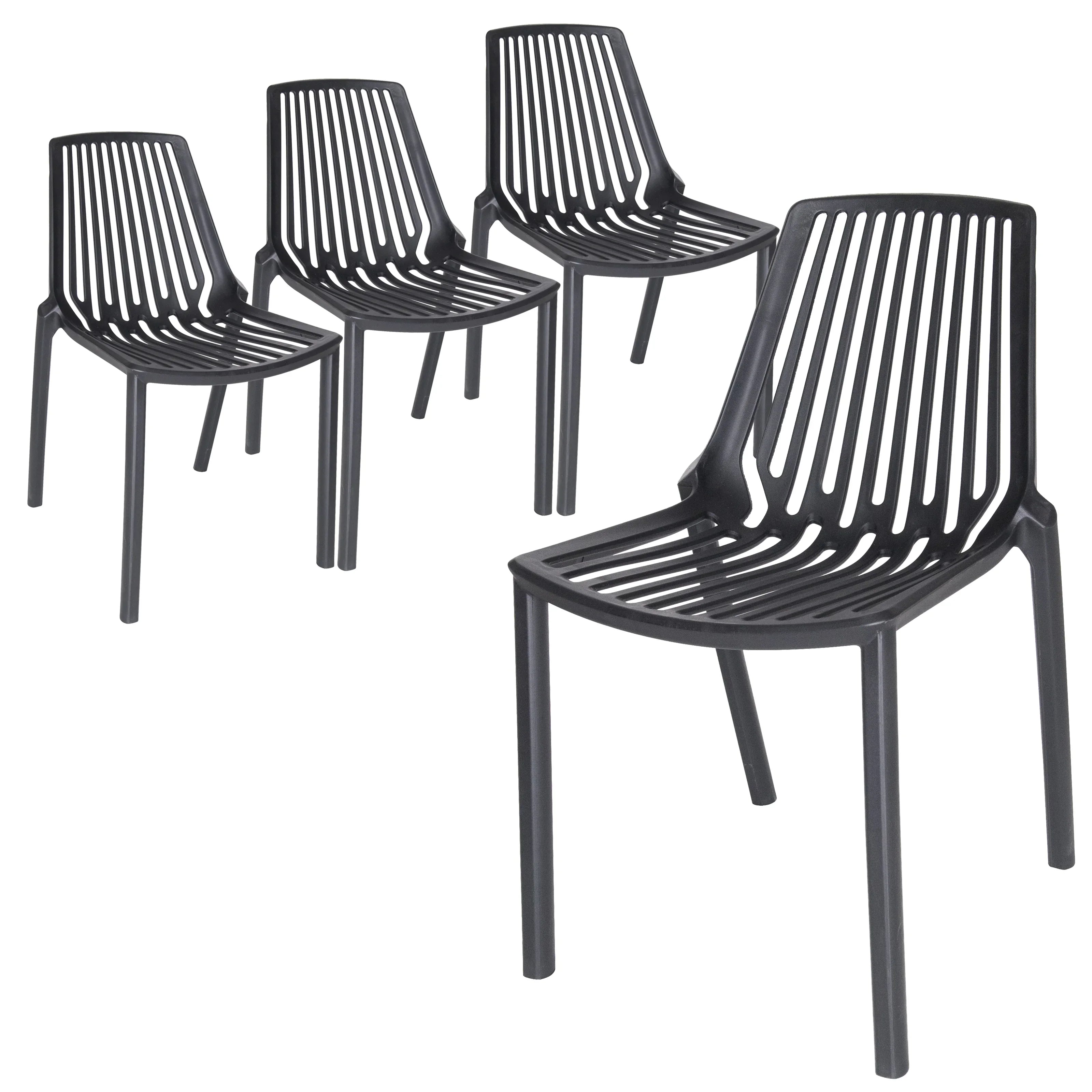 Acken Mid-Century Modern Plastic Dining Chair for Kitchen and Dining Room, Set of 4 - Elax Furniture