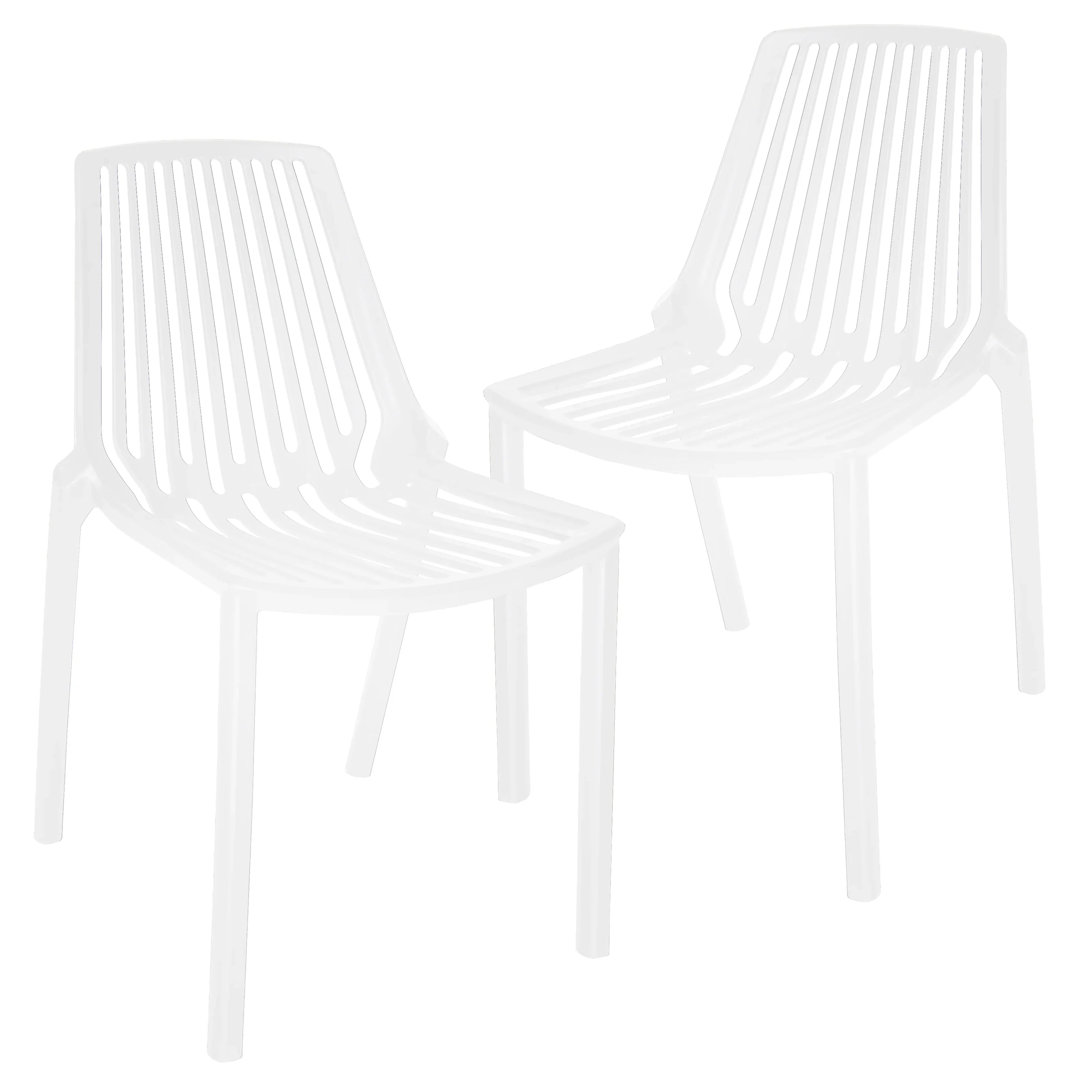 Acken Mid-Century Modern Plastic Dining Chair for Kitchen and Dining Room, Set of 2 - Elax Furniture