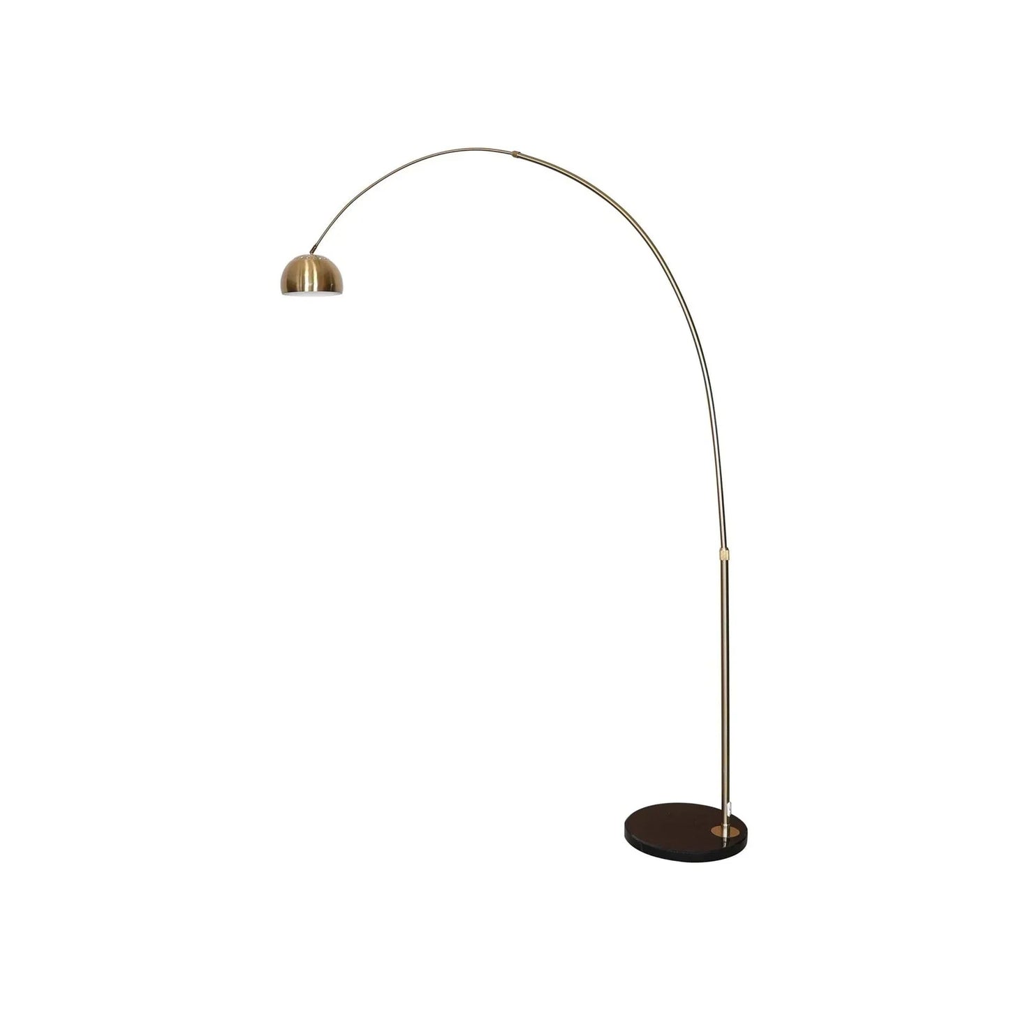 Arco Modern 76" Arched Floor Lamp: Black Marble Base & Metal Dome Shade - Elax Furniture