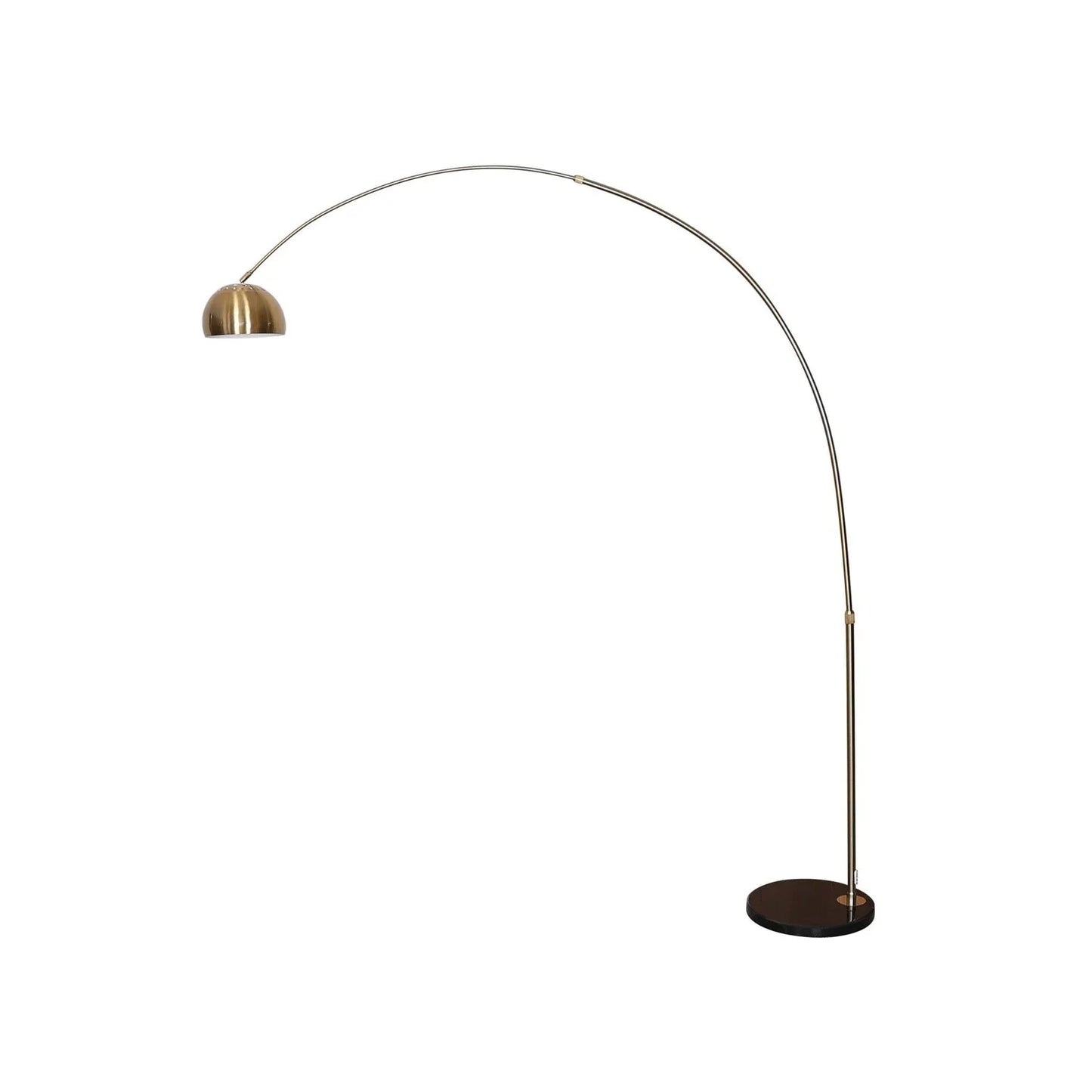 Arco Modern 76" Arched Floor Lamp: Black Marble Base & Metal Dome Shade - Elax Furniture