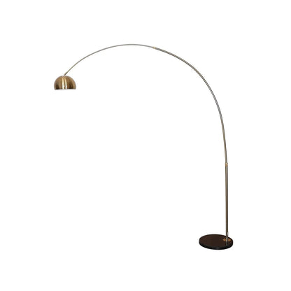 Arco Modern 76" Arched Floor Lamp: Black Marble Base & Metal Dome Shade - Elax Furniture
