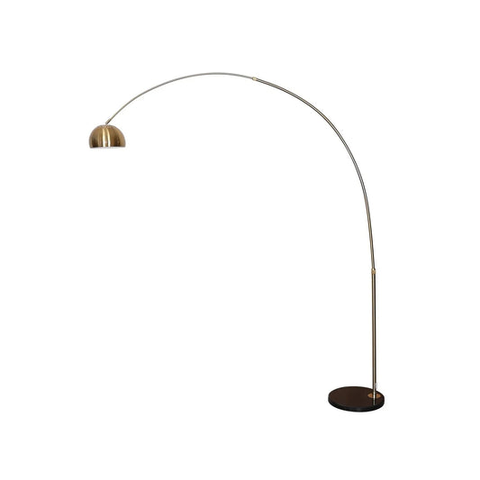 Arco Modern 76" Arched Floor Lamp: Black Marble Base & Metal Dome Shade - Elax Furniture