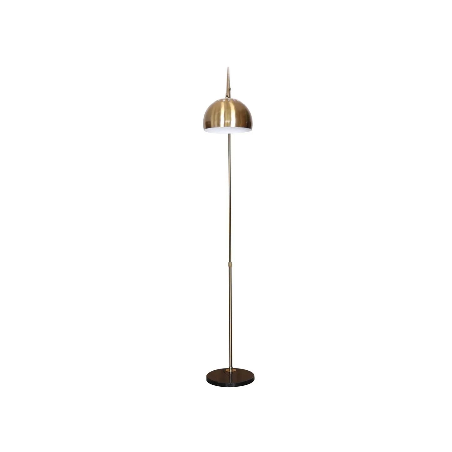Arco Modern 76" Arched Floor Lamp: Black Marble Base & Metal Dome Shade - Elax Furniture