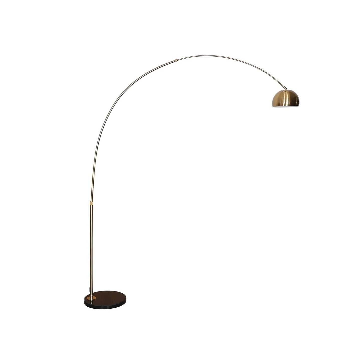 Arco Modern 76" Arched Floor Lamp: Black Marble Base & Metal Dome Shade - Elax Furniture