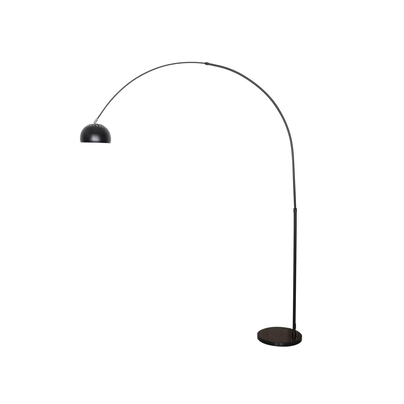 Arco Modern 76" Arched Floor Lamp: Black Marble Base & Metal Dome Shade - Elax Furniture
