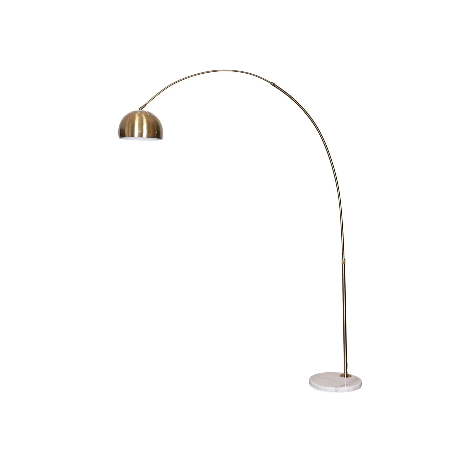 Arco Modern Arched Floor Lamp 76" Height with White Round Marble Base and Metal Dome Lamp Shade - Elax Furniture