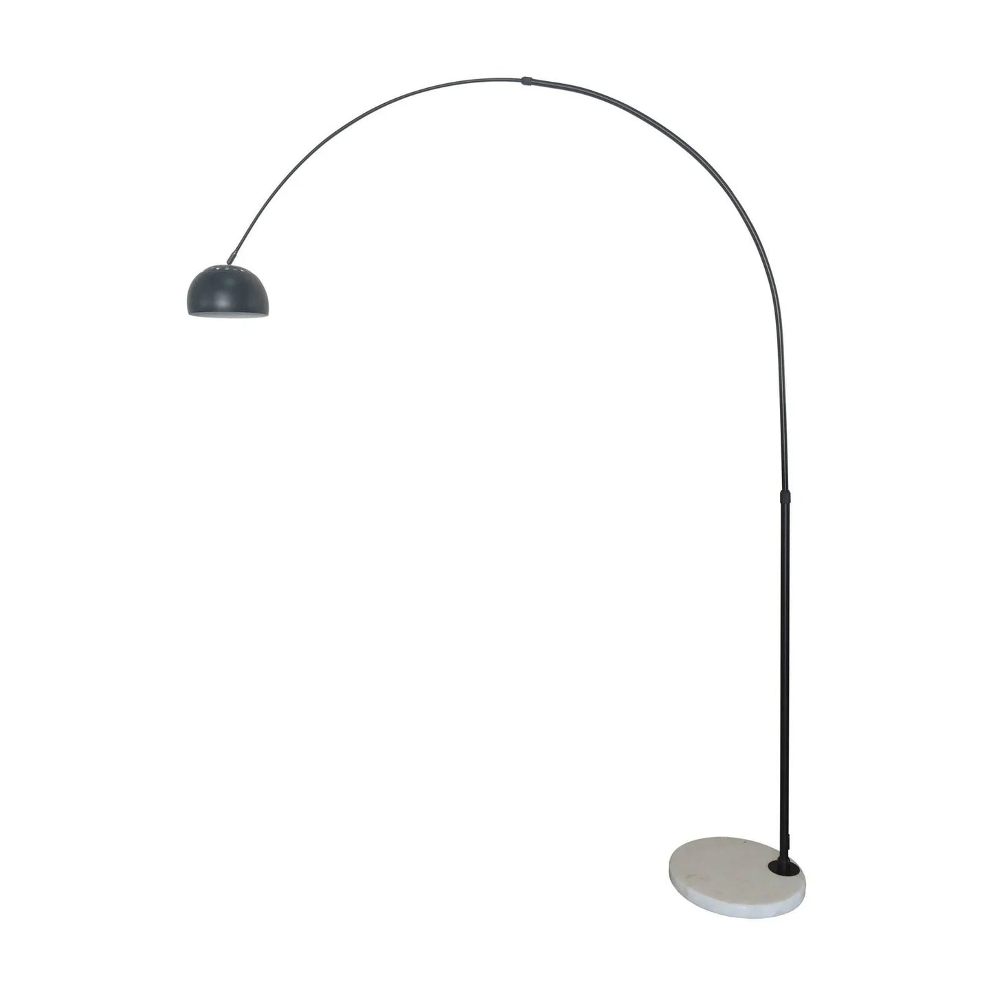 Arco Modern Arched Floor Lamp 76" Height with White Round Marble Base and Metal Dome Lamp Shade - Elax Furniture