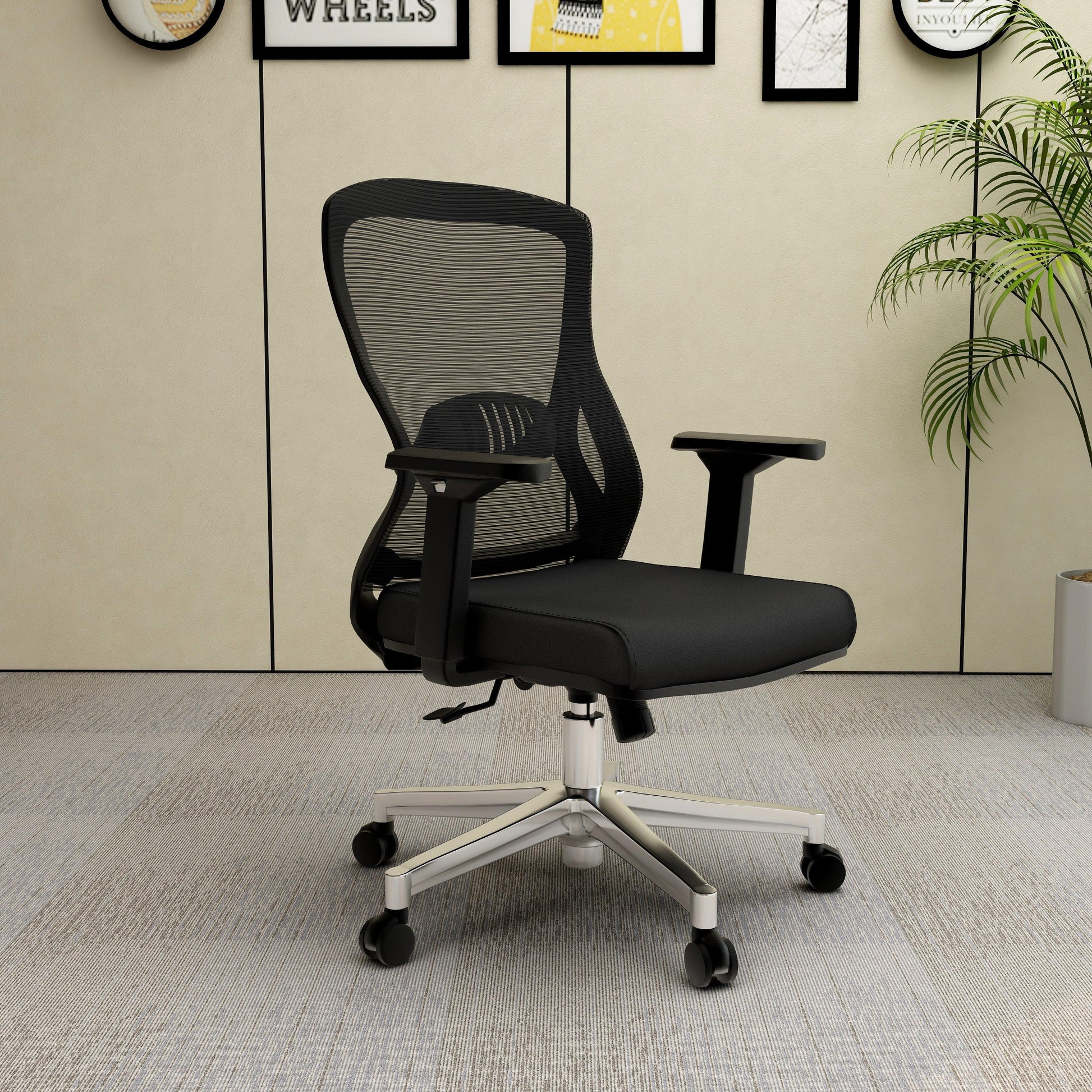 Adorit Mid-Back Adjustable Office Chair Upholstered in Cotton with Mesh Back - Elax Furniture