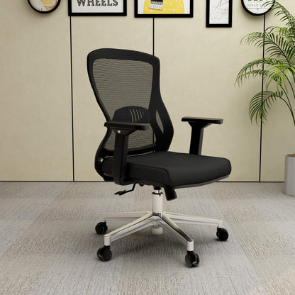 Adorit Mid-Back Adjustable Office Chair Upholstered in Cotton with Mesh Back - Elax Furniture