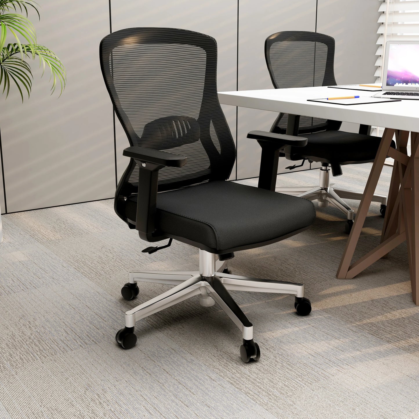 Adorit Mid-Back Adjustable Office Chair Upholstered in Cotton with Mesh Back - Elax Furniture