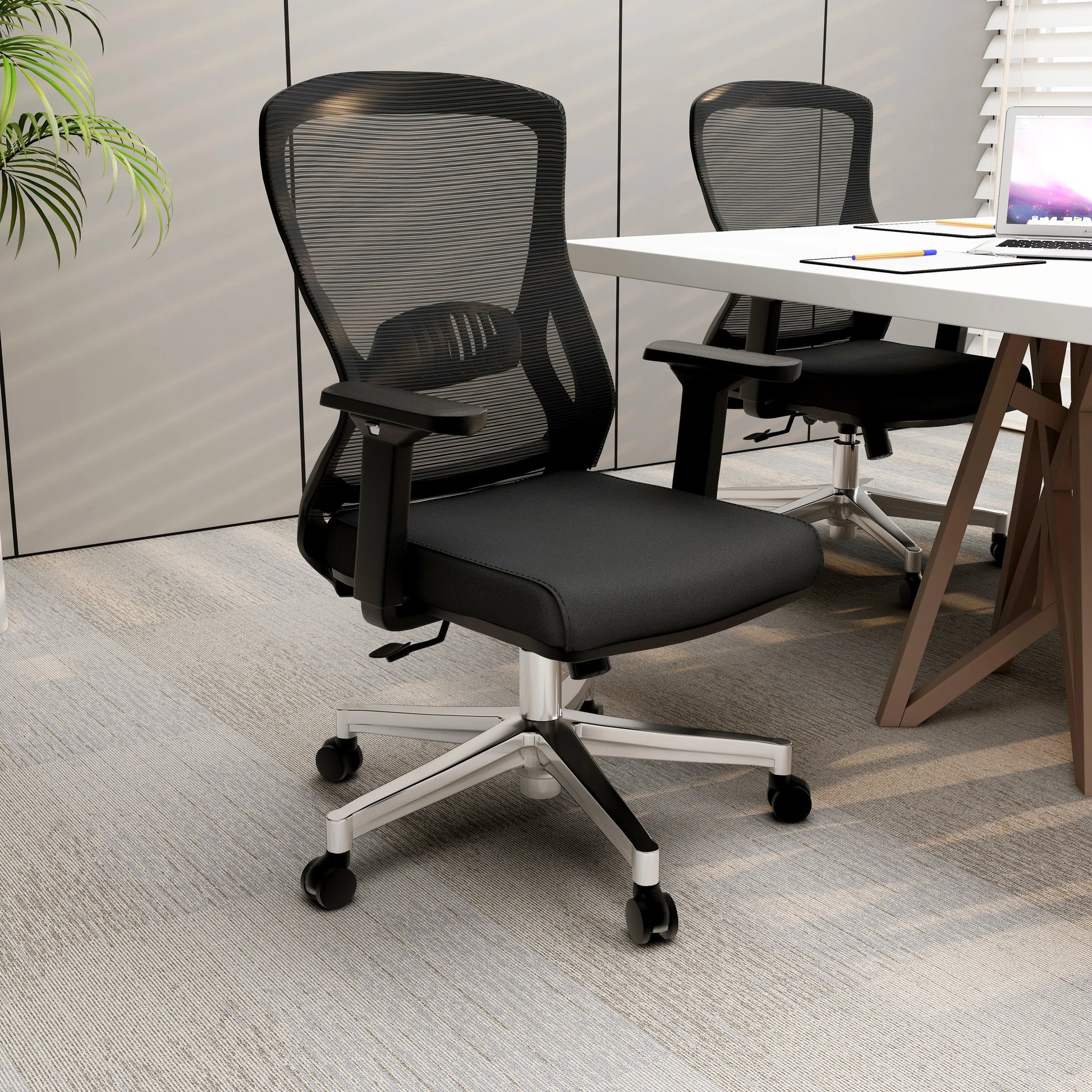 Adorit Mid-Back Adjustable Office Chair Upholstered in Cotton with Mesh Back - Elax Furniture