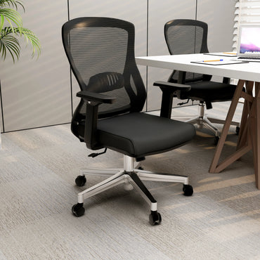 Adorit Mid-Back Adjustable Office Chair Upholstered in Cotton with Mesh Back - Elax Furniture