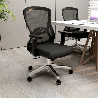 Adorit Mid-Back Adjustable Office Chair Upholstered in Cotton with Mesh Back - Elax Furniture