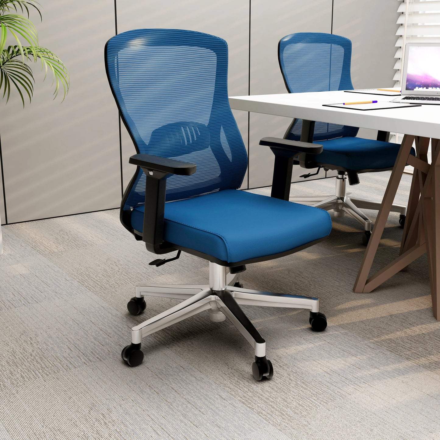 Adorit Mid-Back Adjustable Office Chair Upholstered in Cotton with Mesh Back - Elax Furniture