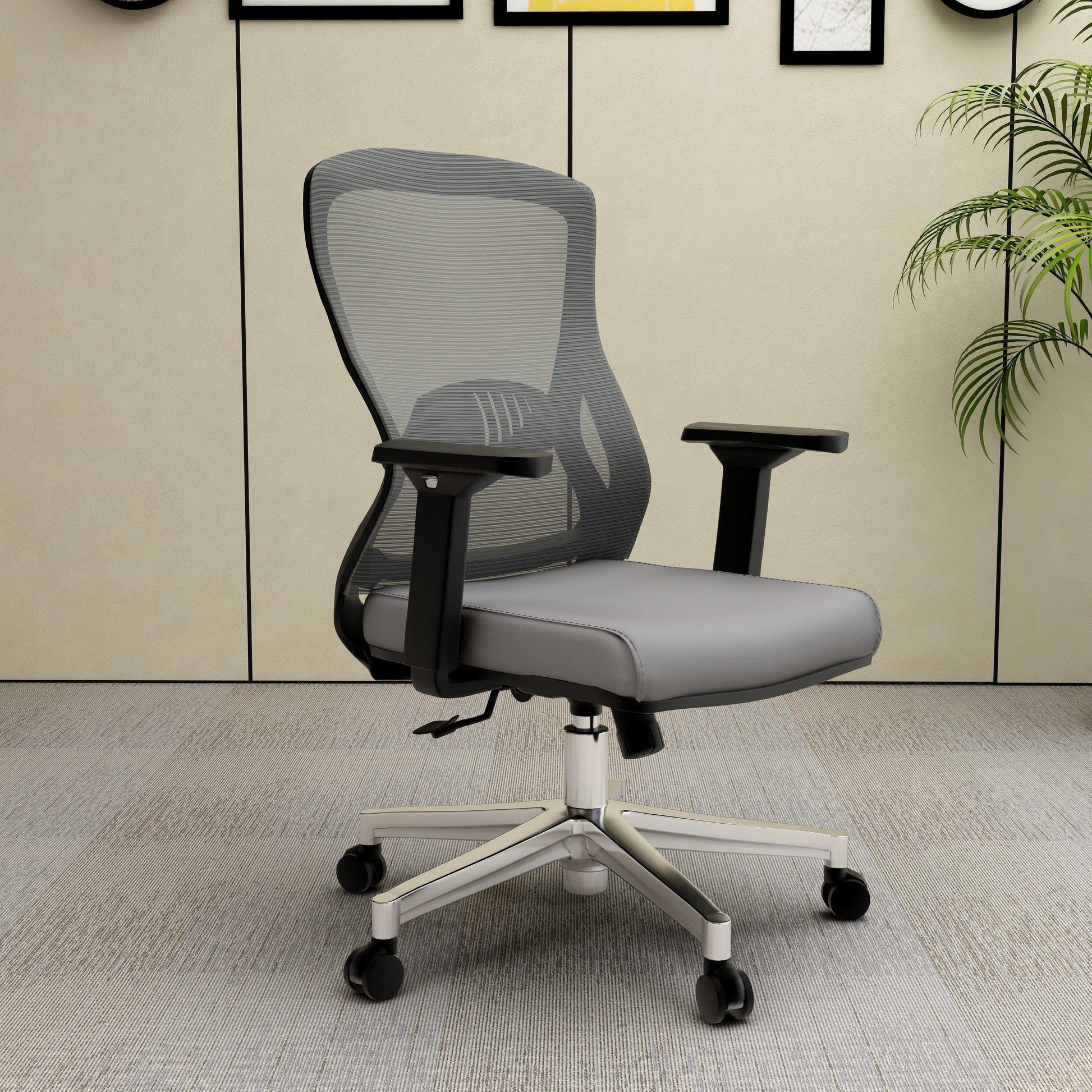 Adorit Mid-Back Adjustable Office Chair Upholstered in Cotton with Mesh Back - Elax Furniture