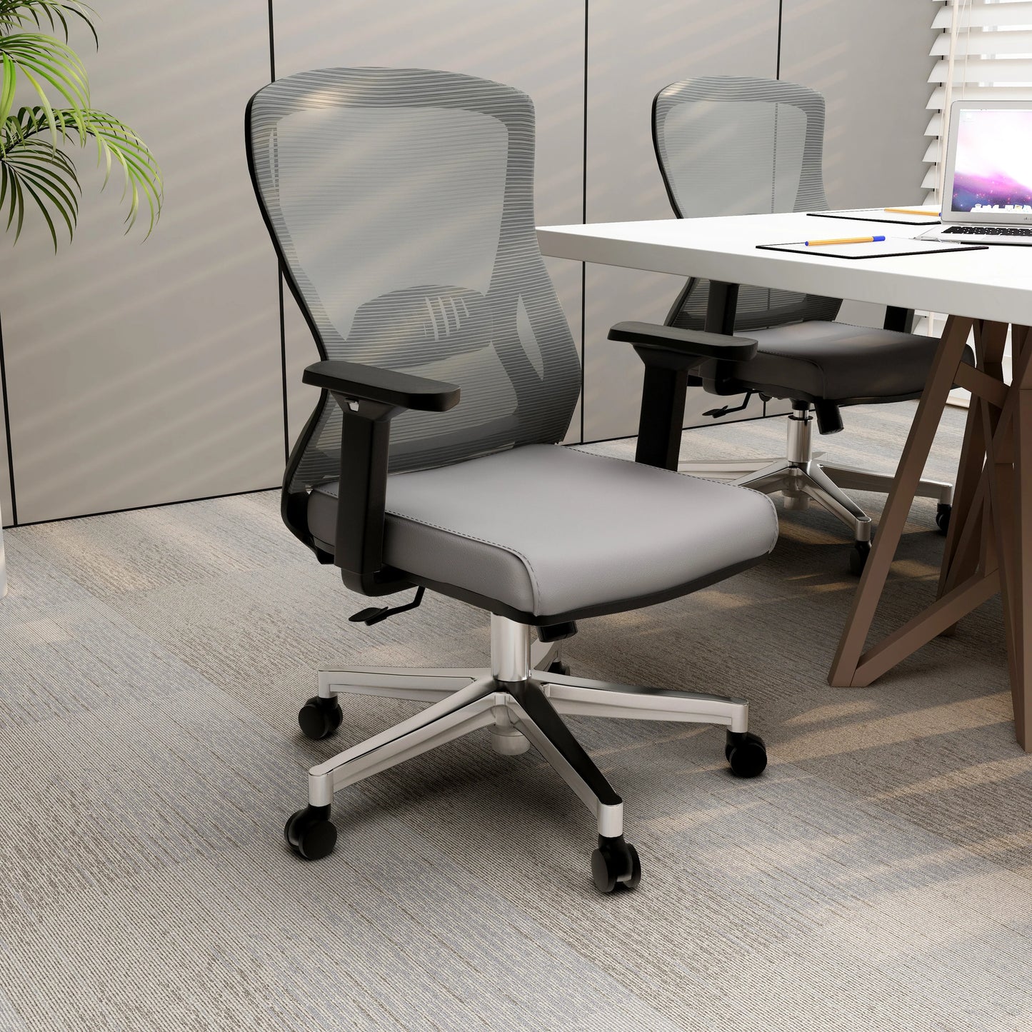 Adorit Mid-Back Adjustable Office Chair Upholstered in Cotton with Mesh Back - Elax Furniture