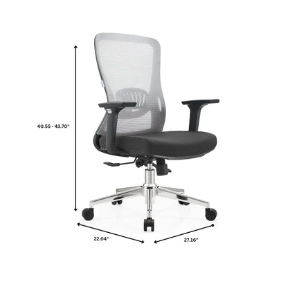 Adorit Mid-Back Adjustable Office Chair Upholstered in Cotton with Mesh Back - Elax Furniture