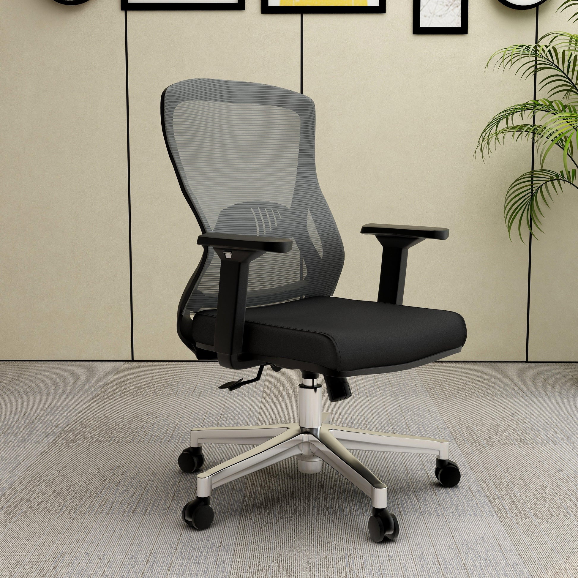 Adorit Mid-Back Adjustable Office Chair Upholstered in Cotton with Mesh Back - Elax Furniture