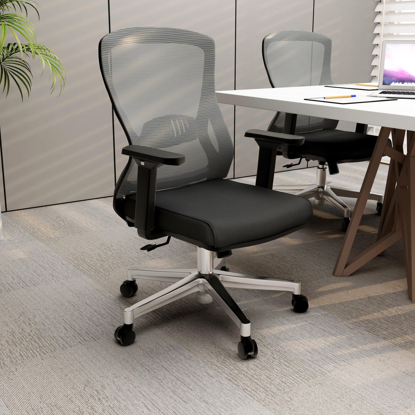 Adorit Mid-Back Adjustable Office Chair Upholstered in Cotton with Mesh Back - Elax Furniture