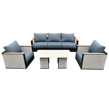 LeisureMod Arvin 4-Piece Conversation Set with Coffee Table, Sofa, and 2 Accent Chairs - Elax Furniture