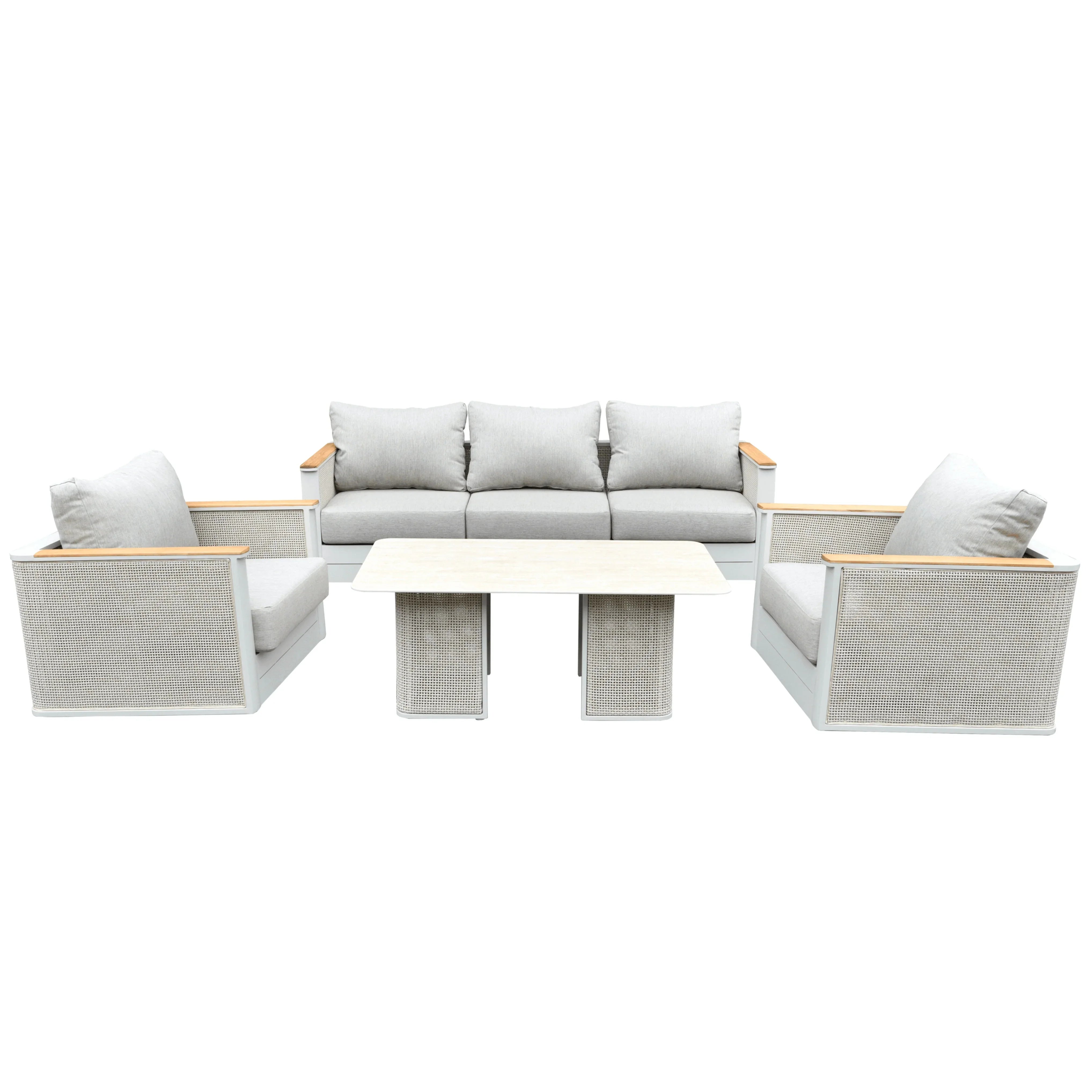 LeisureMod Arvin 4-Piece Conversation Set with Coffee Table, Sofa, and 2 Accent Chairs - Elax Furniture